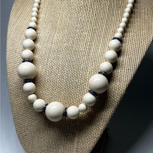 Banana Republic Cream and Blue Beaded Necklace